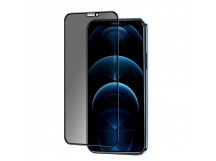 Защитное стекло iPhone 12/12 Pro (6.1) (Full Glue Приватное) тех упаковка Черное