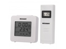 Комнатно-уличный термометр с беспроводным выносным датчиком и часами, влажность "Rexant"