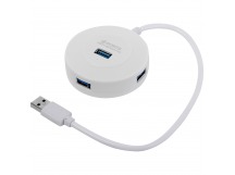 USB 3.0 хаб с выключателями, 4 порта, СуперЭконом круглый, белый, SBHA-7314-W