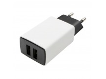 Адаптер постоянного тока 220В с выходом 2гн.USB 2.1A (бело-чёрный) "Cablexpert"