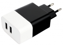 Адаптер постоянного тока 220В с выходом 2гн.USB 3.1A (бело-чёрный) MP3A-PC-27W "Cablexpert"