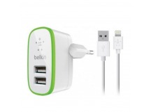 Сетевое зарядное устройство 2гн. USB 5В,2100mA со шнуром iPhone 5, iPad  "Belkin"