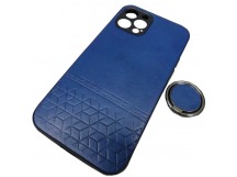                                 Чехол силиконовый iPhone 12/12 Pro (6,1") комбинированный  с кольцом синий*