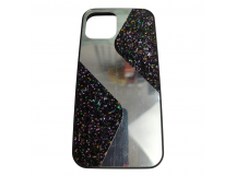                                 Чехол силиконовый iPhone 12/12 Pro (6,1") с блестками и зеркалом черный*