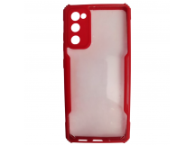                                     Чехол пластиковый Samsung S20 FE прозрачный с окантовкой красный*