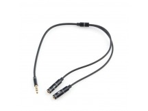 Переходник шт.3,5 4pole - 2гн.3,5 наушники + микрофон (черный) шнур 20см "Cablexpert"