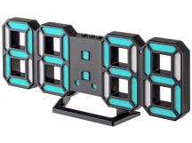 Часы-будильник Perfeo LED "LUMINOUS 2", черный корпус / синяя подсветка (PF-6111) дата, температура