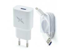 СЗУ с выходом USB AXTEL (2A + кабель lightning) белое