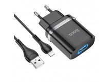 СЗУ с выходом USB Hoco N1 (2.4A/1USB/кабель Lightning) черное