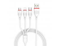 Кабель USB - multi connector BOROFONE BX17 3 в 1 для iPhone/micro/Type C (белый) 1m
