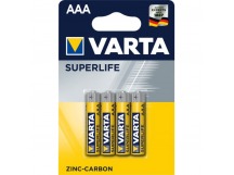 Батарейка Varta мизинчиковая (ААА) солевая R03 SuperLife 4 шт., цена за упаковку (в блистере)