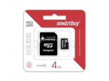 Карта памяти MicroSD 4 Gb Smart Buy +SD адаптер (class 4)