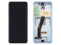 Дисплей для Samsung G980F Galaxy S20 в рамке + тачскрин (синий) 100%