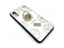 Чехол Samsung A02/M02 (2021) Силикон пластик Time кольца держатель Белый