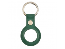 Чехол (накладка) Vixion для AirTag кожаный с кольцом для ключей (зелёный)