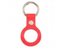 Чехол (накладка) Vixion для AirTag кожаный с кольцом для ключей (красный)