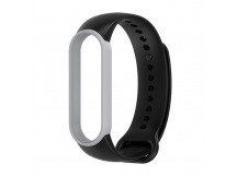 Силиконовый ремешок с окантовкой для Xiaomi Mi Band 6 / 5 (черный / серый)