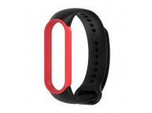 Силиконовый ремешок с окантовкой для Xiaomi Mi Band 6 / 5 (черный / красный)