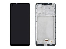 Дисплей для Samsung A217F Galaxy A21s в рамке + тачскрин (черный) (100% LCD)