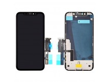 Дисплей для iPhone XR + тачскрин с рамкой + задняя металлическая рамка черный (100% LCD)