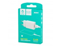 Сетевой адаптер питания DENMEN DC01V 1USB + кабель Micro (белый)