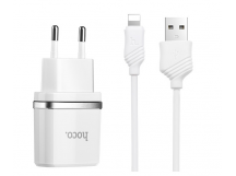 Адаптер Сетевой Hoco C12 2USB/5V/2.4A +lightning (white)