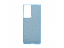 Чехол-накладка Fashion с блестками для Samsung Galaxy S21 Ultra голубой