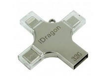 USB Flash iDiskk MFI 8pin/micro/type-c/usb 32GB серебро