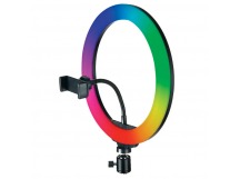                 Селфи лампа кольцевая 34см в комплекте со штативом 2.1m RGB LED (WH34) цветная с пультом ДУ* 