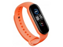 Ремешок - для фитнес браслета силиконовый однотонный  Xiaomi Mi Band 6 (цвет оранжевый, в пакетике)