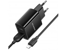 Адаптер Сетевой Borofone BA53A Powerway 2USB/5V/2.1A + кабель Apple lightning (black)