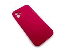 Чехол iPhone 12 Silicone Case (Full Camera/No Logo) №05 Розово-Красный