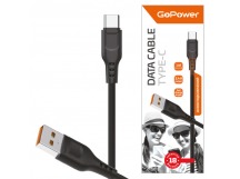 USB кабель шт.USB (A) - шт.Type-C 1м, 2,4A, чёрный GP01T "GoPower"