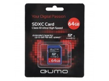 Карта флэш-памяти MicroSD 64 Гб Qumo +SD адаптер (class 10) UHS-1 (25461)