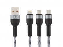 Кабель USB VIXION (K3) Lightning/micro/type-c (1.2м) (серый)