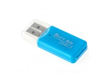 Картридер IRON Selection для TF Micro SD № 26 пластиковый (цвет голубой, в пакетике)