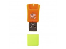 Картридер IRON Selection для TF Micro SD № 32 пластиковый (цвет оранжево-салатовый, в пакетике)
