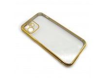 Чехол iPhone 12 Style Силикон Прозрачный Золотой