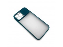 Чехол iPhone 13 Pro Max Матовый Slide Camera Темно-Зеленый