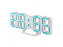 Часы-будильник Perfeo LED "LUMINOUS 2", белый корпус / синяя подсветка (PF-6111) дата, температура