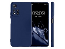 Жесткий силиконовый чехол с микрофиброй для Xiaomi Poco M4 Pro / Redmi Note 11 (синий)