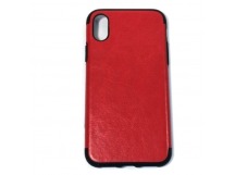 Чехол iPhone X/XS силикон+кожа красный