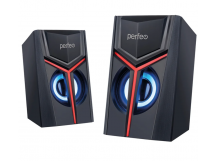 Колонки Perfeo 2.0 "TRIAL", мощность 2х3 Вт, USB, чёрн, Game Design, LED подсветка 7 цв