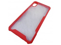                                     Чехол пластиковый Samsung A02/M02 прозрачный с окантовкой красный*