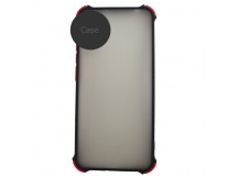                                     Чехол силикон-пластик Samsung A03s прозрачный с защитой по краям черный/красный*