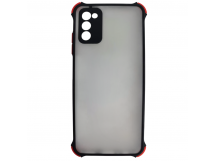                                     Чехол силикон-пластик Samsung A03s прозрачный с защитой по краям черный/красный*