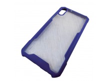                                     Чехол пластиковый Samsung A10 прозрачный с окантовкой синий*
