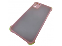                                     Чехол силикон-пластик Xiaomi Poco M3 прозрачный с защитой по краям розовый/салатовый*