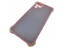                                     Чехол силикон-пластик Samsung A22 прозрачный с защитой по краям розовый/салатовый*