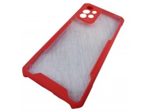                                     Чехол пластиковый Samsung A52 прозрачный с окантовкой красный*